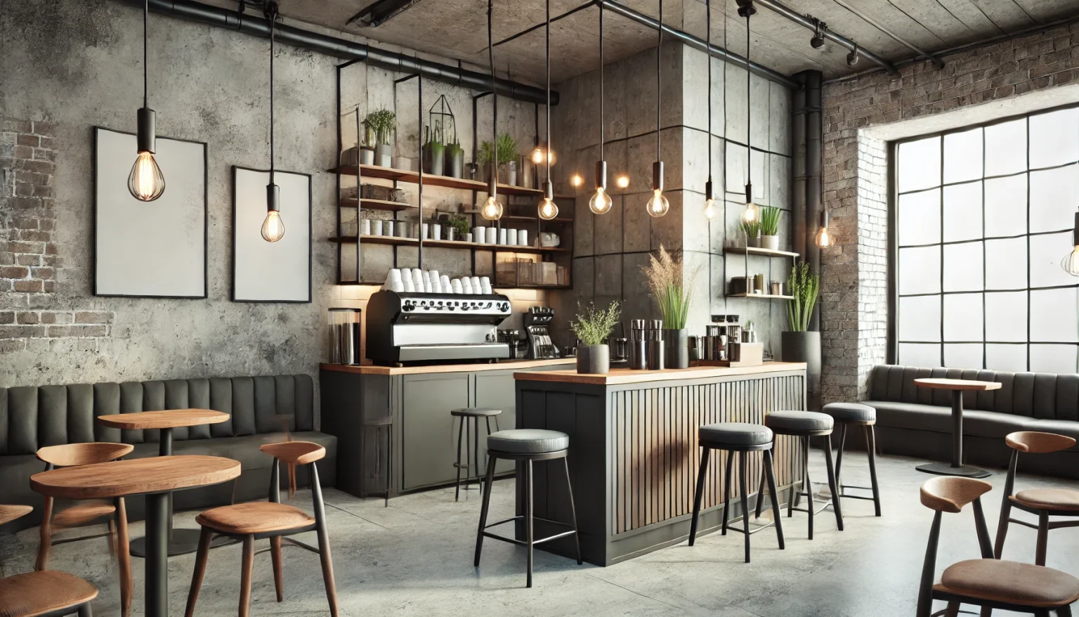 Industrial coffee shop design