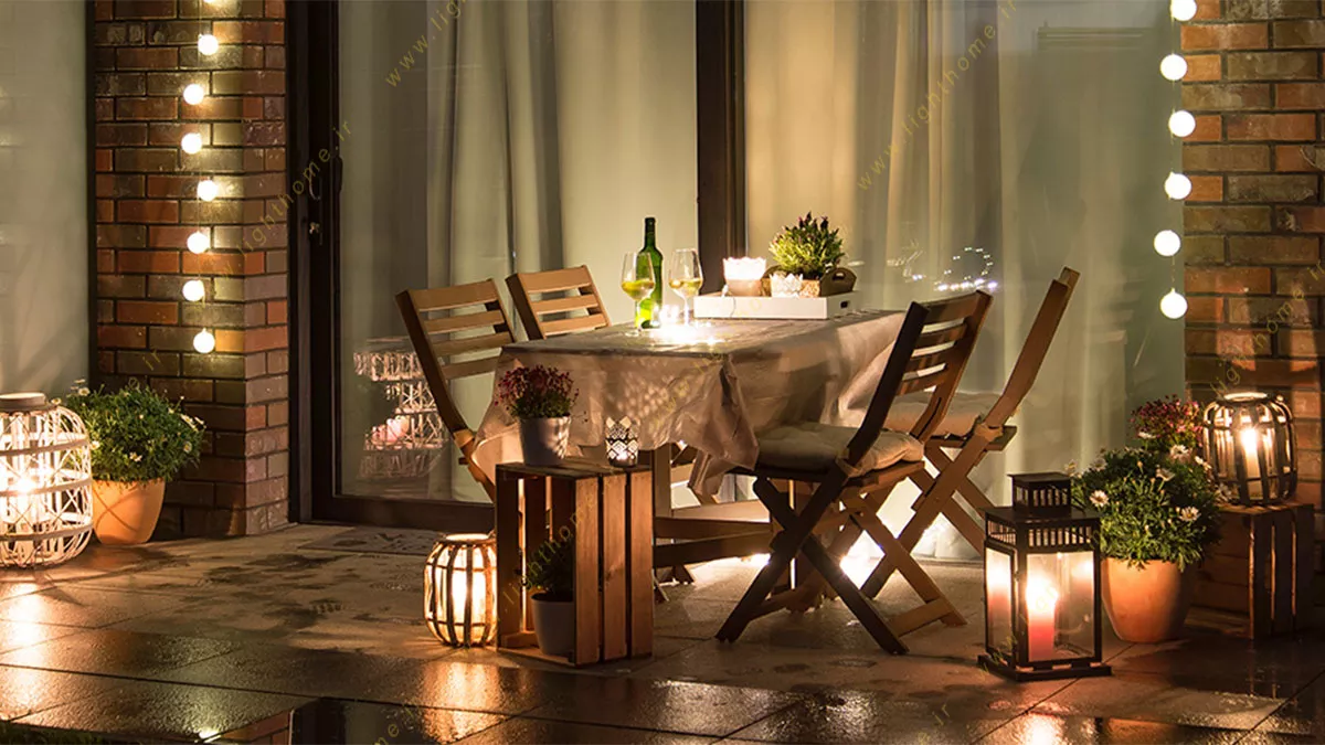 نورپردازی در شب بالکن