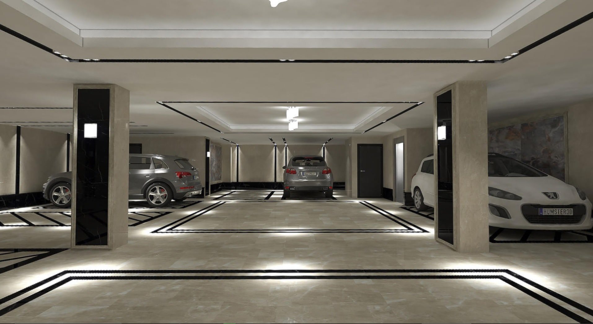 طراحی داخلی پارکینگ ساختمان مسکونی